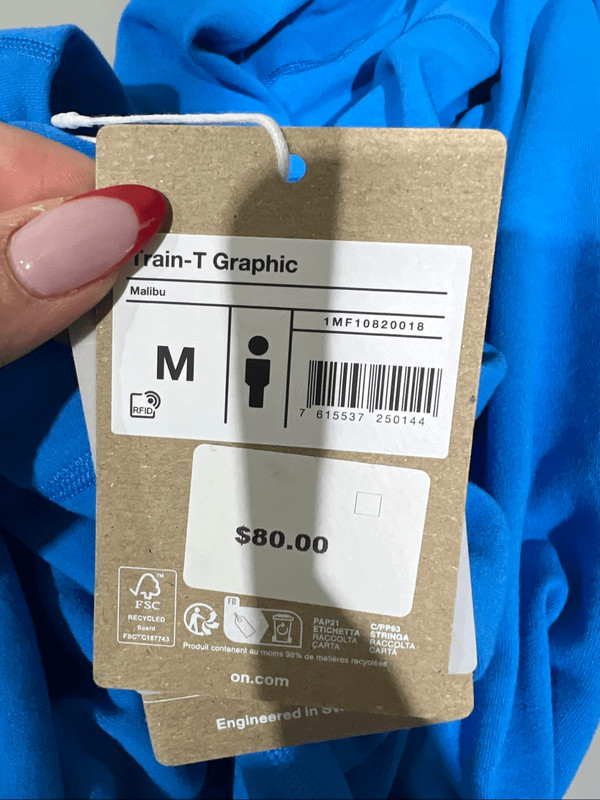 On Cloud NWT DryTech Short Sleeve Train-T Graphic Malibu Blue Medium gallery