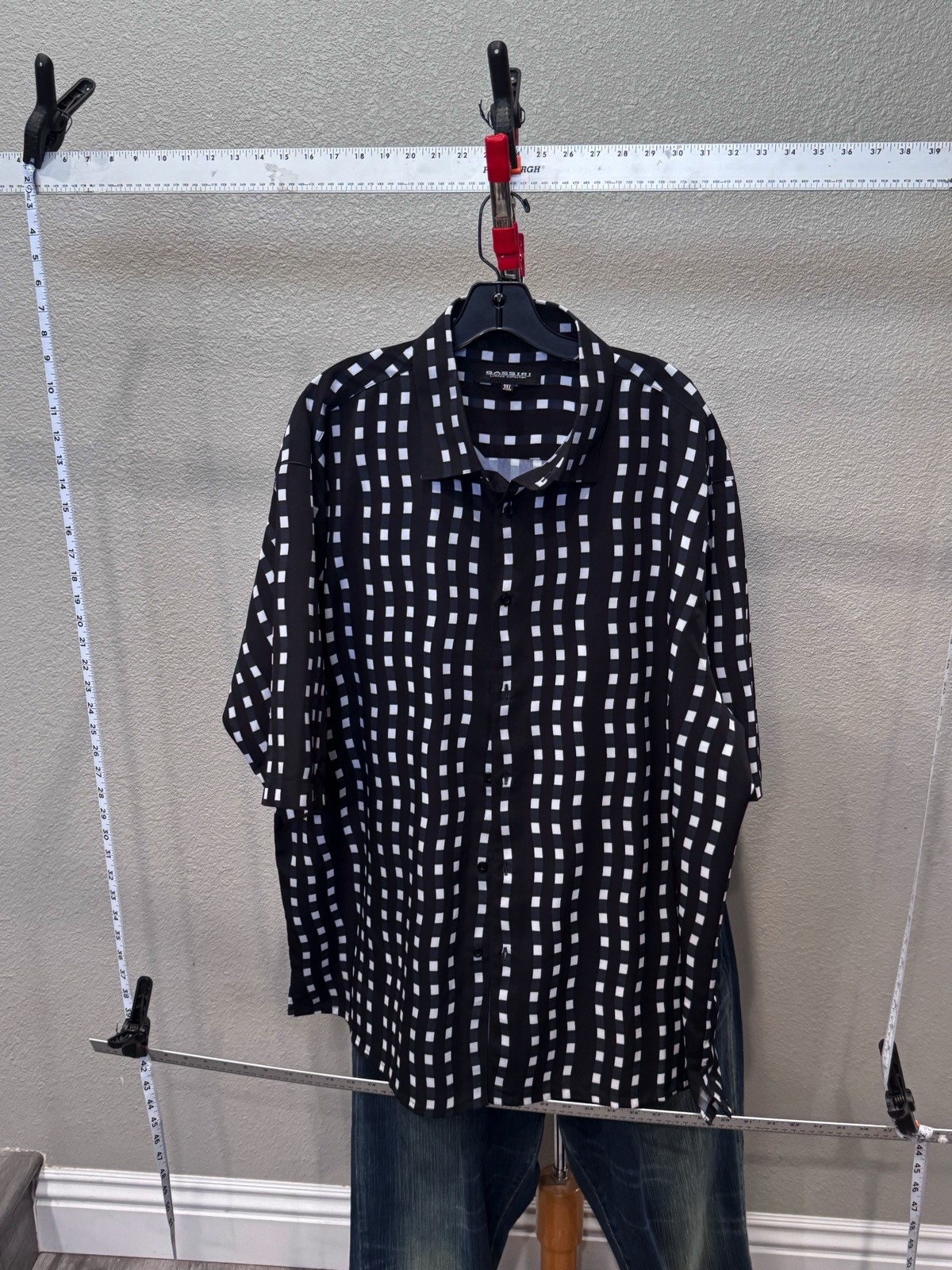 Bassiri Geometric Square SHORT SLEEVE BUTTON UP SHIRT 3XL XXXL gallery