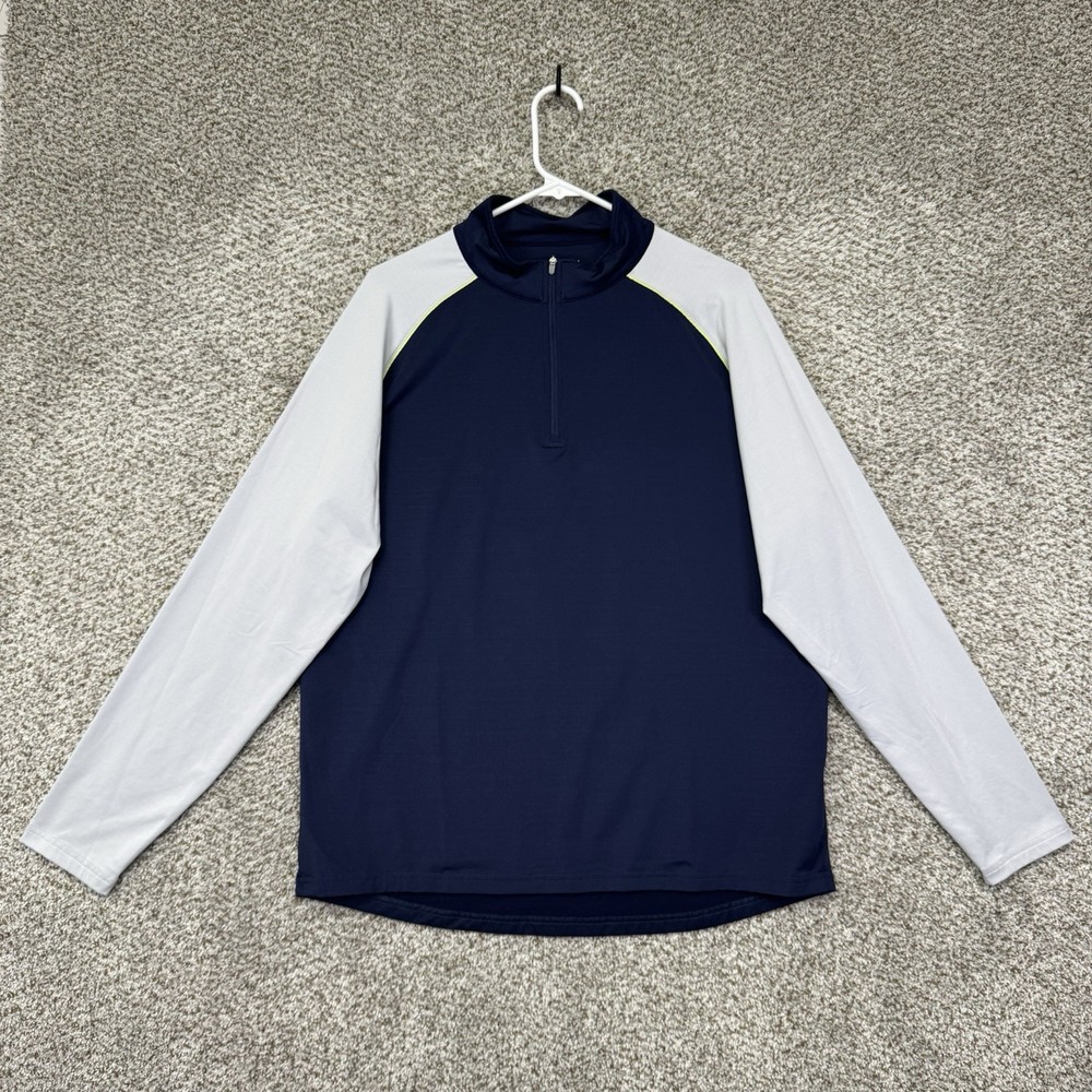 Peter Millar Perth 1/4 Zip Pullover Mens L Crown Sport Performance Blue White
