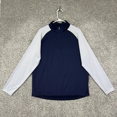 Peter Millar Perth 1/4 Zip Pullover Mens L Crown Sport Performance Blue White