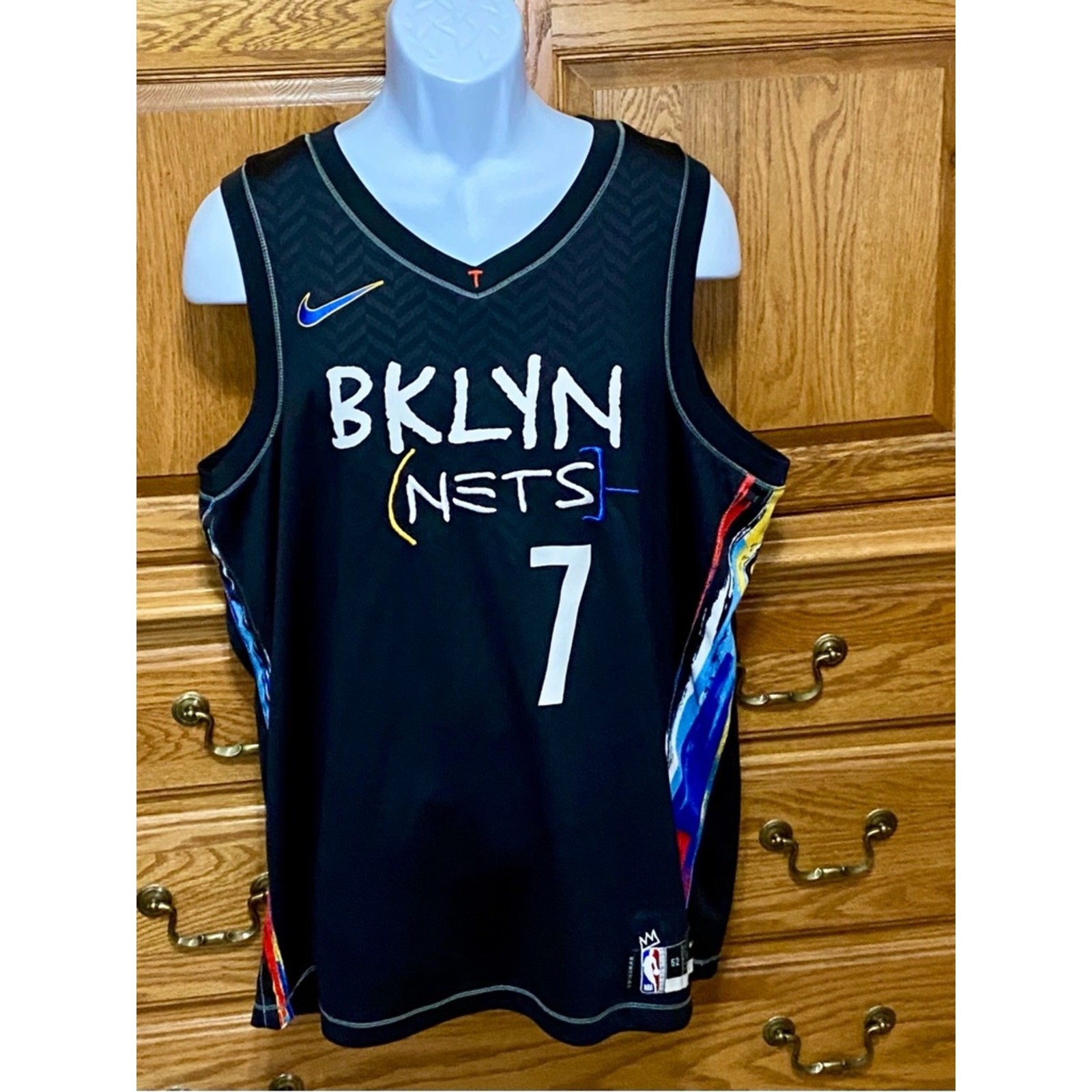 Nike NBA Brooklyn Nets Kevin Durant #7 City Edition Swingman Black Jersey Men XL gallery
