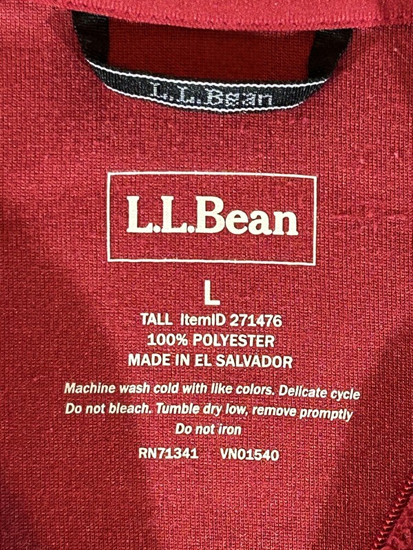 LL Bean Pullover Mens Large Tall Red 1/4 Zip Fleece Pullover Sweater Outdoor LT gallery