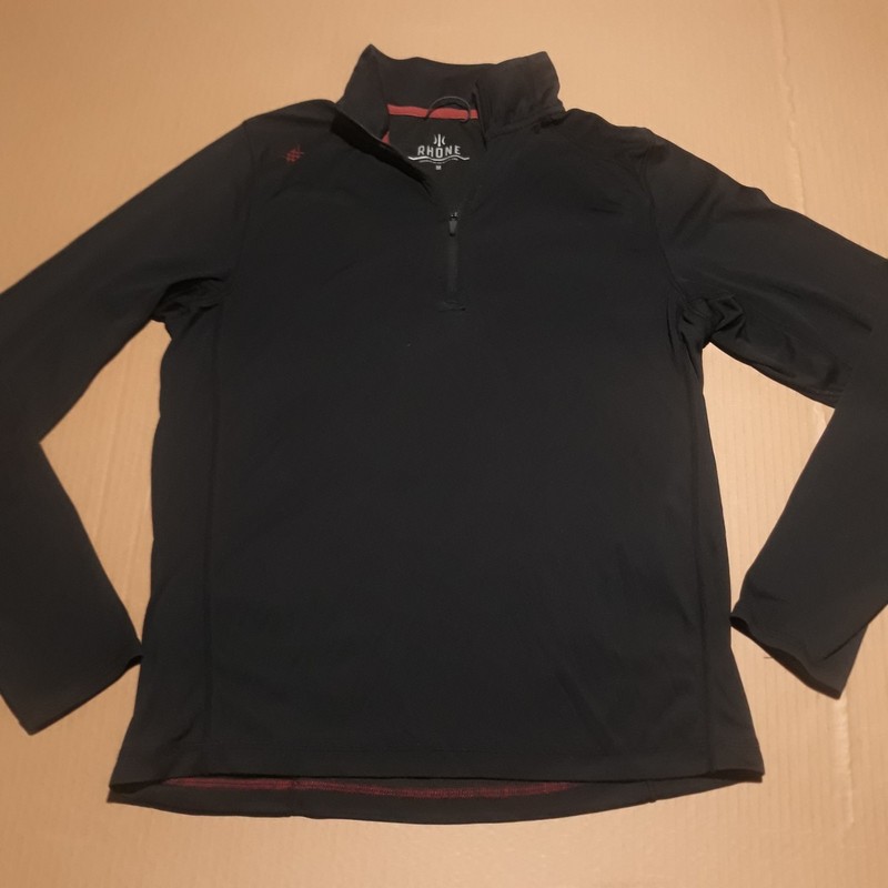 Rhone 1/4 Zip Men's M Performance Jogging Pocket Sweater Black Stretch Pullover gallery