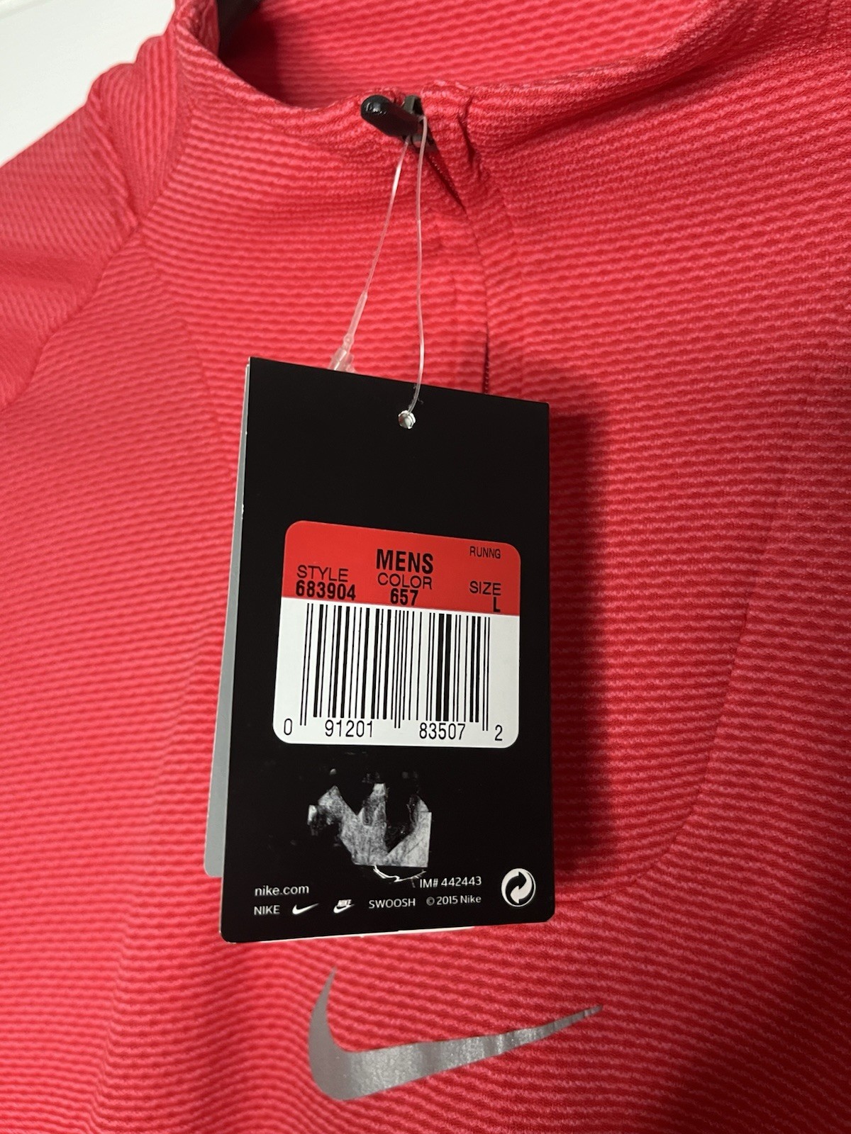 NWT Nike Aeroreact Running 1/2 Zip. Red. Center Swoosh. Large gallery