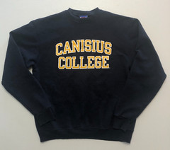 vtg CHAMPION Canisius College Sweatshirt Sz M Navy Blue Crew Pilling Slight Fade