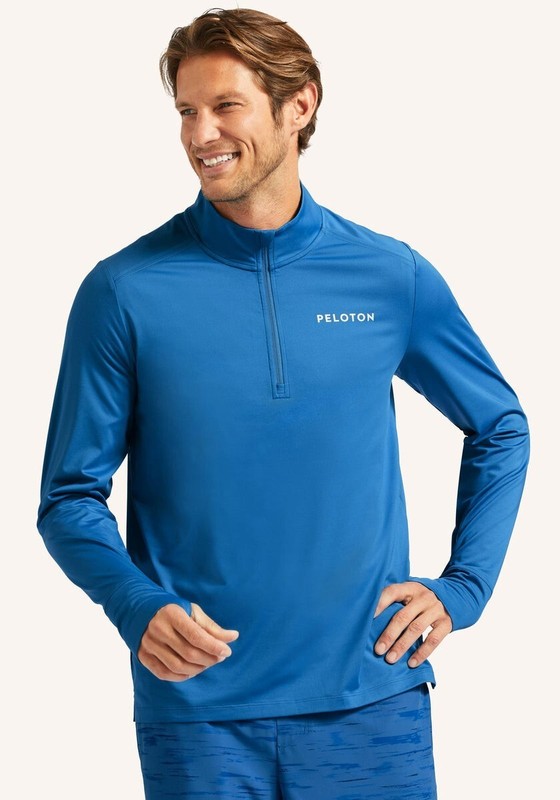 Peloton “Warm Up” ¼-Zip Performance Jersey, NWT - Mens XL - Blue gallery