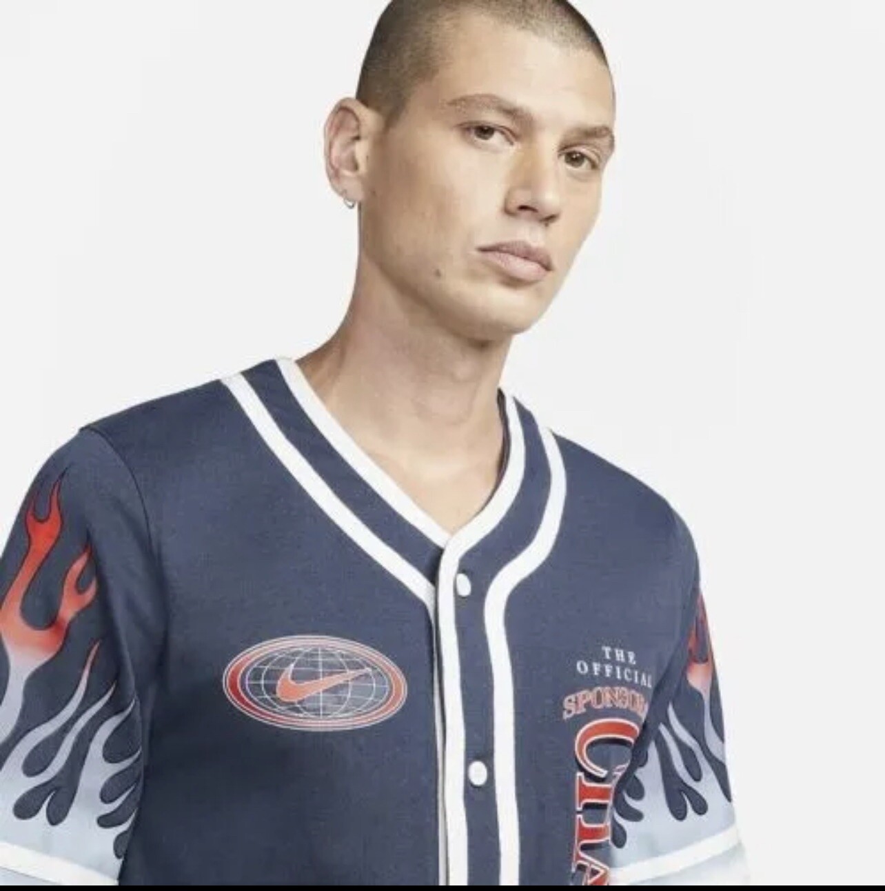 Nike Sportswear Americana Top Button Up Jersey Blue DV9642-437 Men's Size S gallery