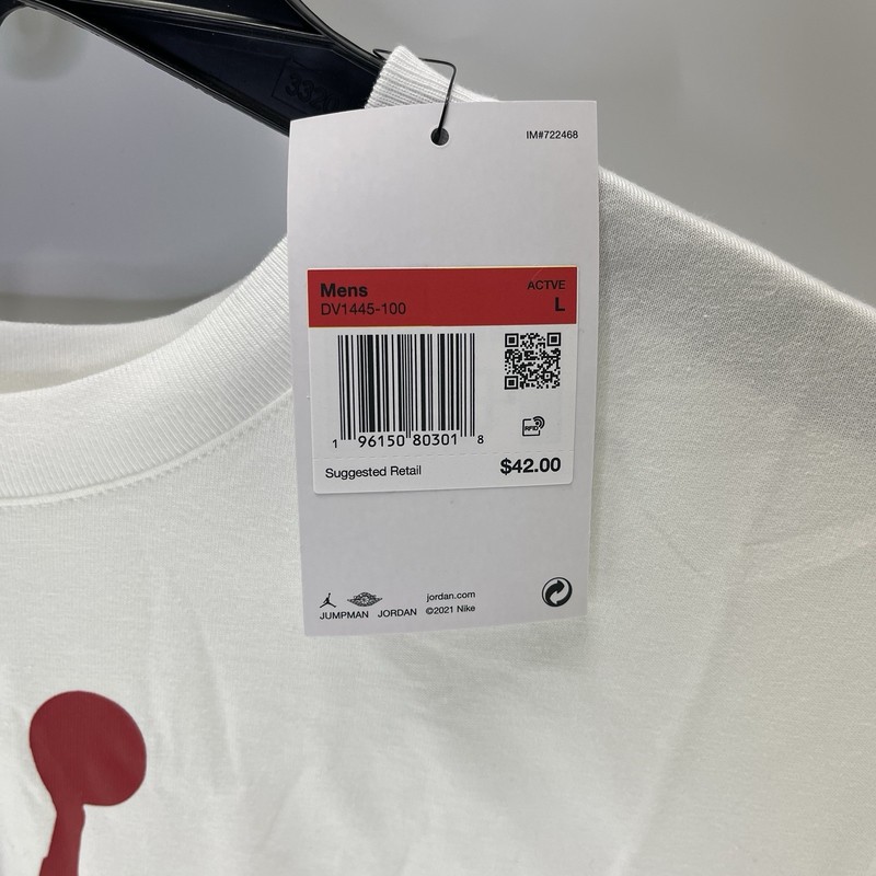 Nike Air Jordan Mens Stretch T-Shirt White DV1445-100 Logo Jumpman Sz Large gallery