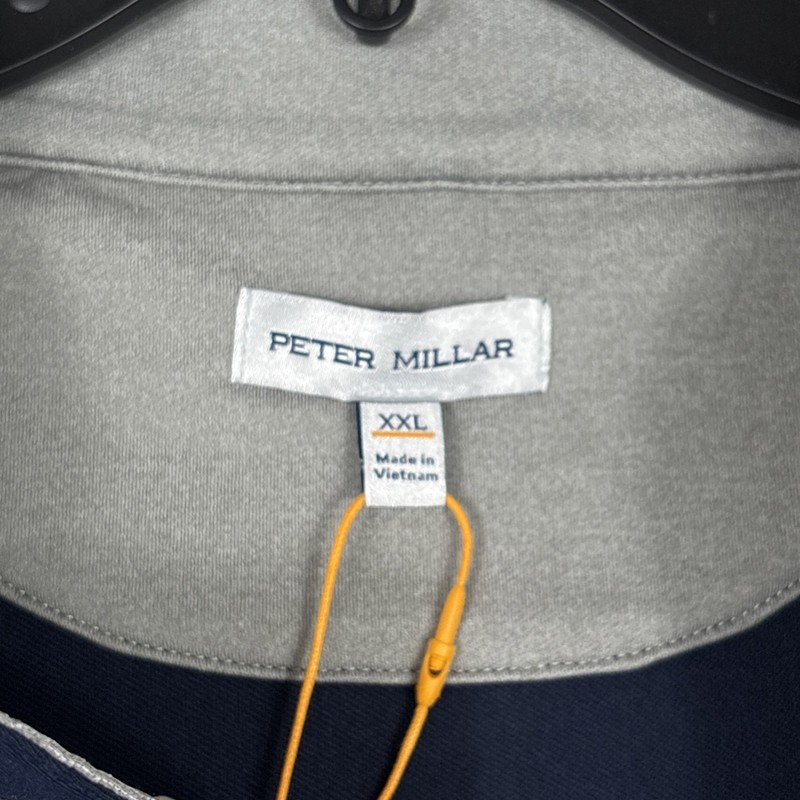 Peter Millar Perth Performance 1/4 Zip Men's 2XL Blue Pullover Golf Preppy NEW gallery