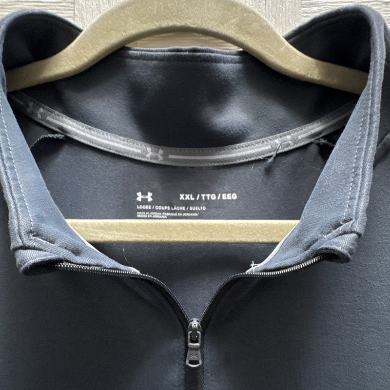 Under Armour Men’s Black/Gray Colorblock Polyester 1/4 Zip Mock Neck Loose XXL gallery