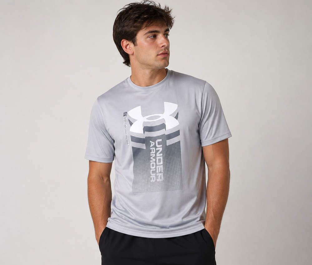 Under Armour Men's T-Shirt UA Tech Breathable Gray, Logo Tee