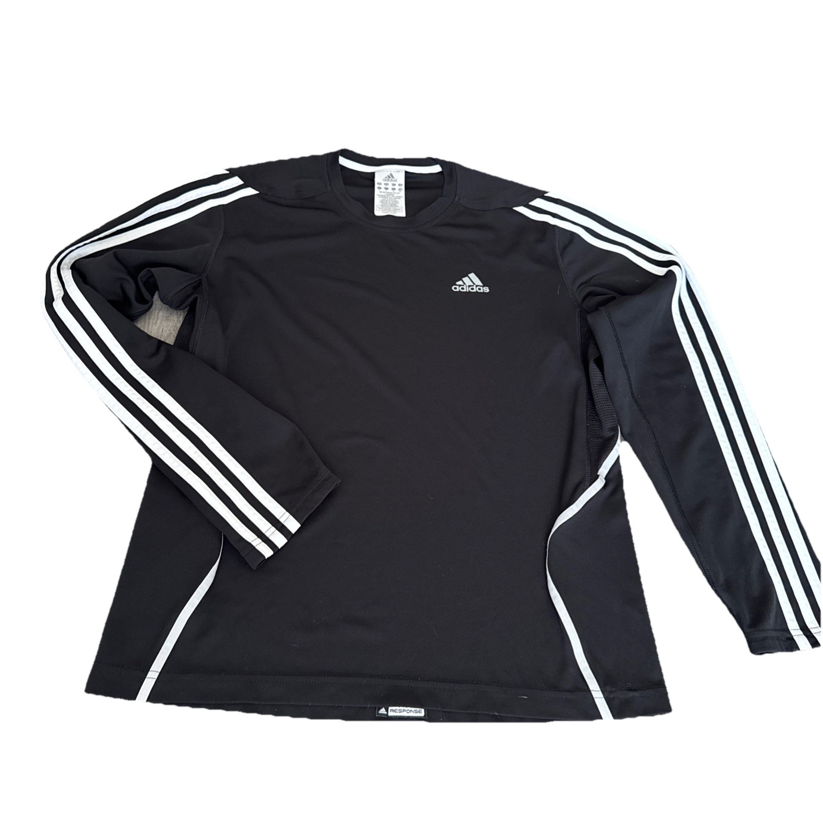 Adidas Long Sleeve Three Stripes Response Athletic Sweat Shirt Men's S Black gallery