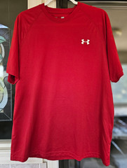 Under Armour HeatGear Red Mens L Loose Fit Polyester Logo Crew Neck T-Shirt