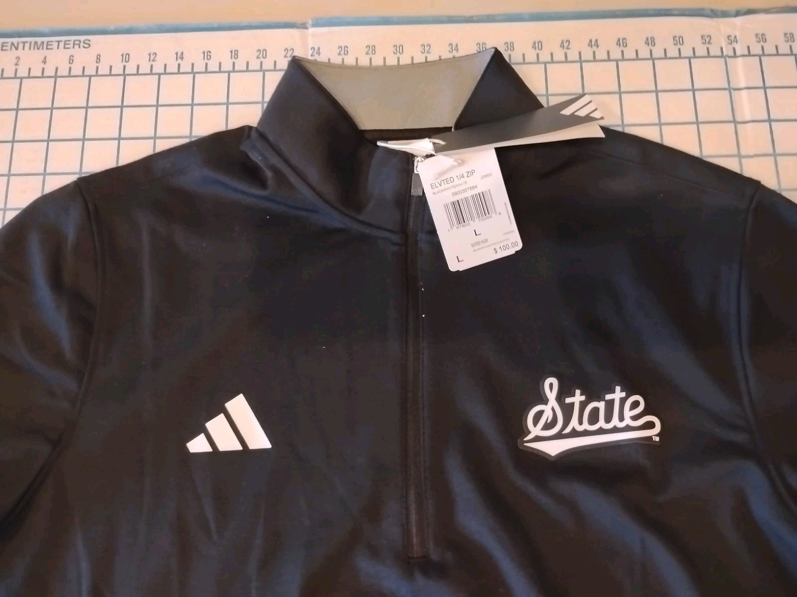 MENS LARGE BLACK ADIDAS STATE ZIP COLLAR LS SHIRT - NWT gallery