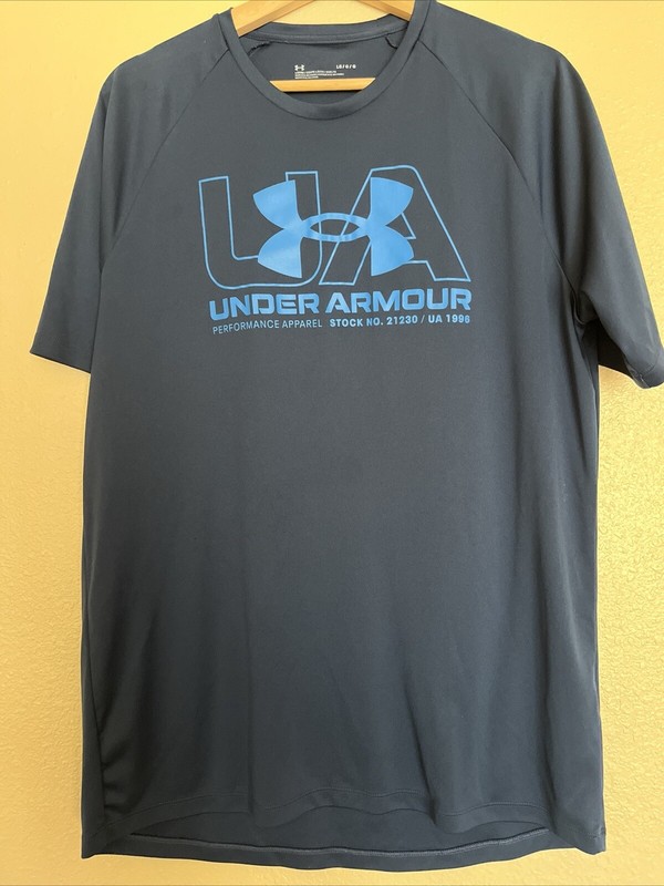Mens Under Armour Size LG/G Navy Blue Loose Crewneck Athletic Shirt gallery