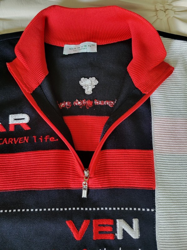 Mens Carven Golf & Sport 100 Quarter Zip Short Sleeve Pullover Black/White/Red gallery