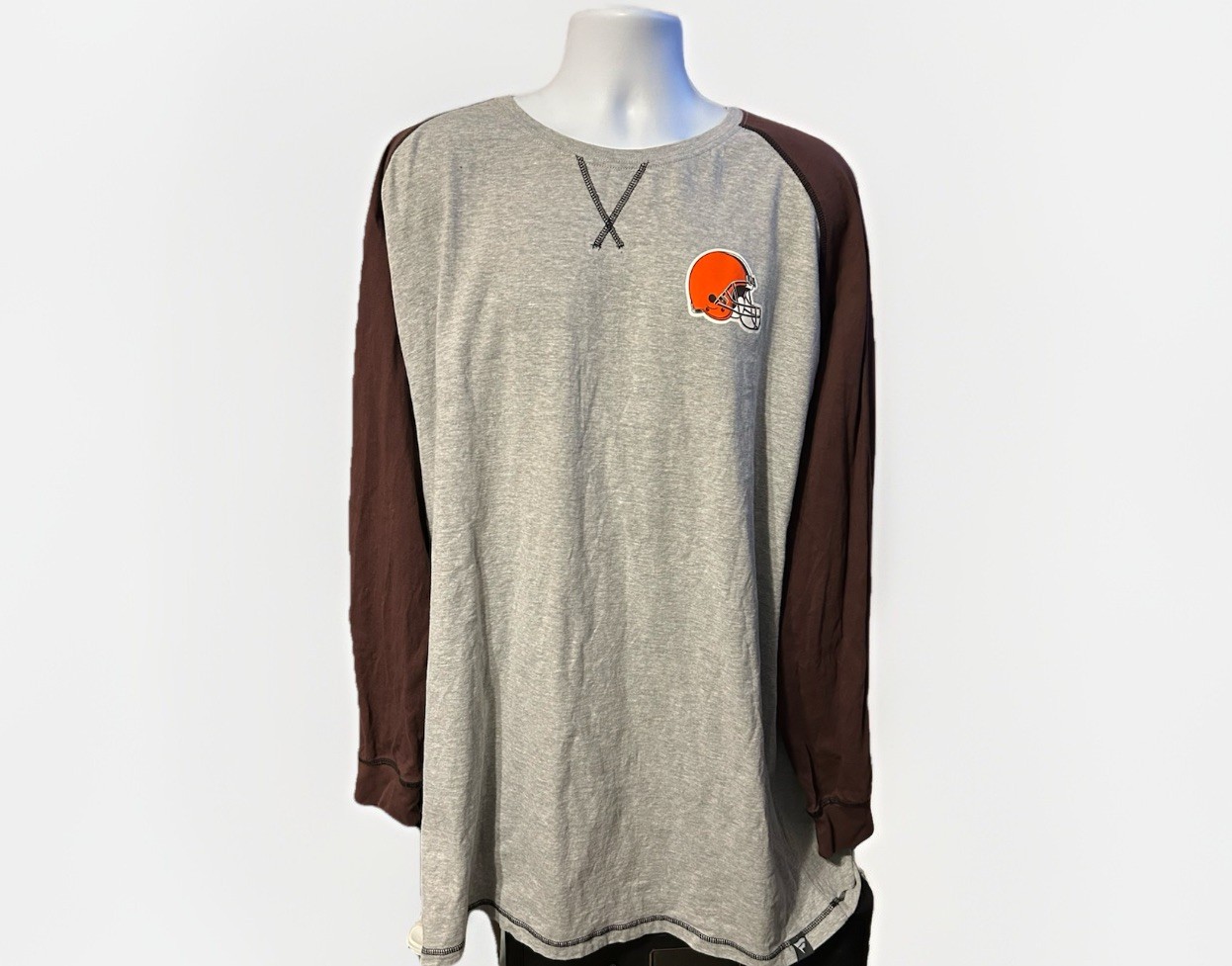 Cleveland Browns Long Sleeve Pullover Shirt Men 5XL Gray Brown Fanatics Helmet gallery