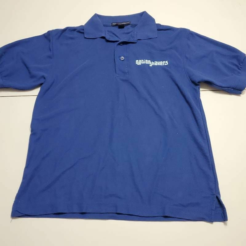 Port Authority Mens Activewear Polo Shirt Blue Nation Shakers Collar Side Slit S gallery