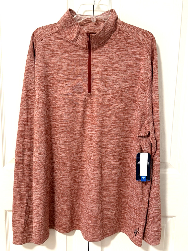 NEW Guy Harvey 1/4 Zip Pullover Mens 2XL Red White Space Dye Sport Fishing Gear