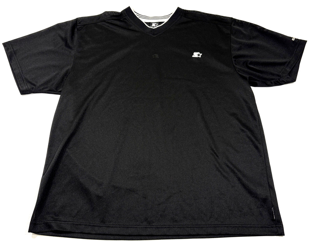 Vintage 90s Starter Mesh Ringer Jersey Shirt Mens XL Black Athletic Blokecore