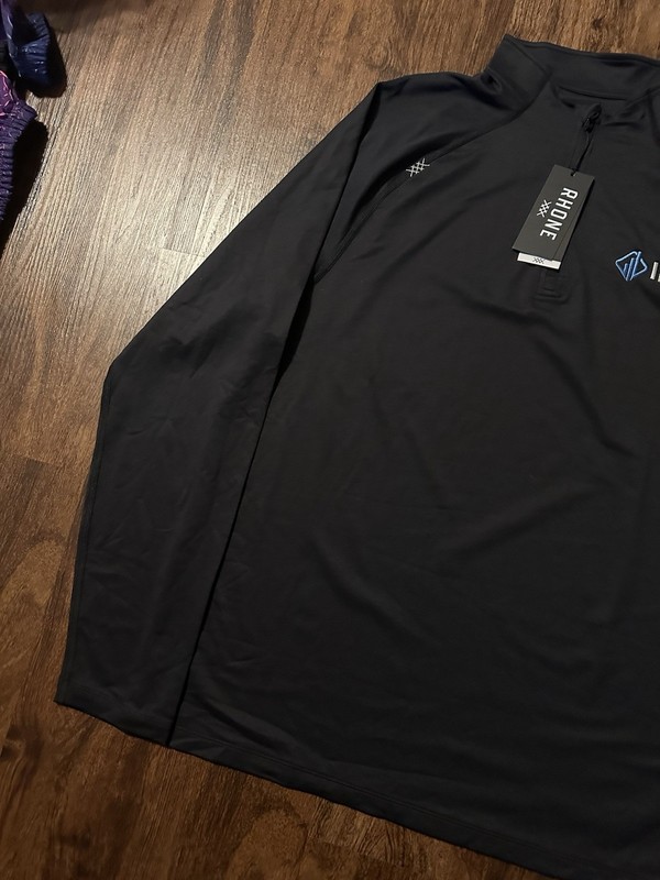 Rhone Session Men's L 1/4 Zip Pullover Italian Pique Rhondonite Black NWT $108 gallery