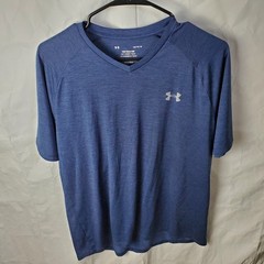 Under Armour Shirt Men’s L Blue Tech 2.0 V-Neck T-Shirt Tee Active 1328190