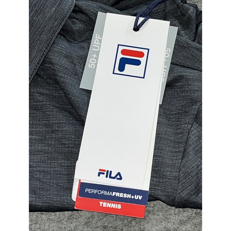 Men's Fila Dark Gray And Lavender Athletic Polo Size Small Tennis Adrenaline NWT gallery