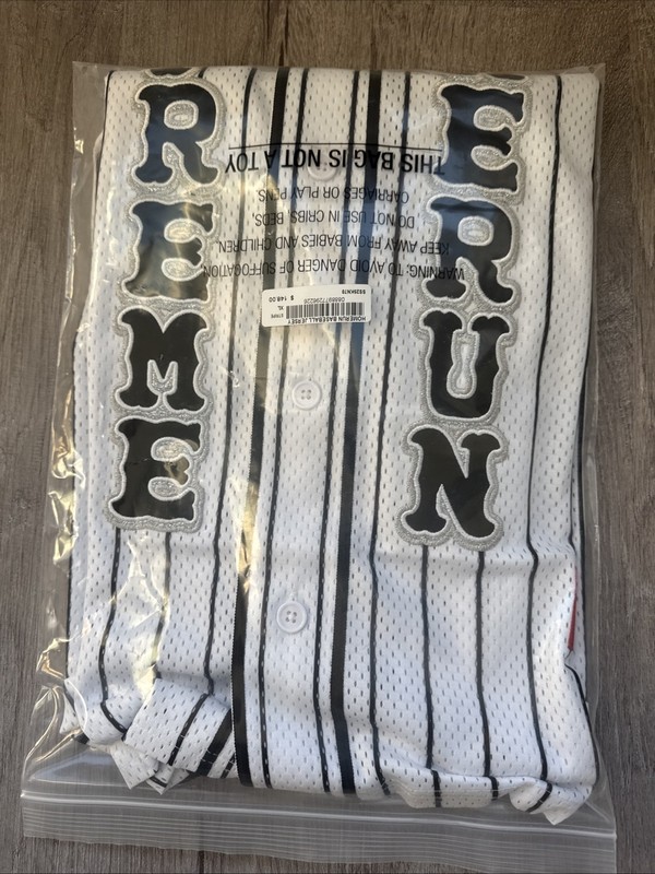 Supreme Homerun Baseball Jersey Pinstripe White SS25 Size XL In Hand ‼️ gallery
