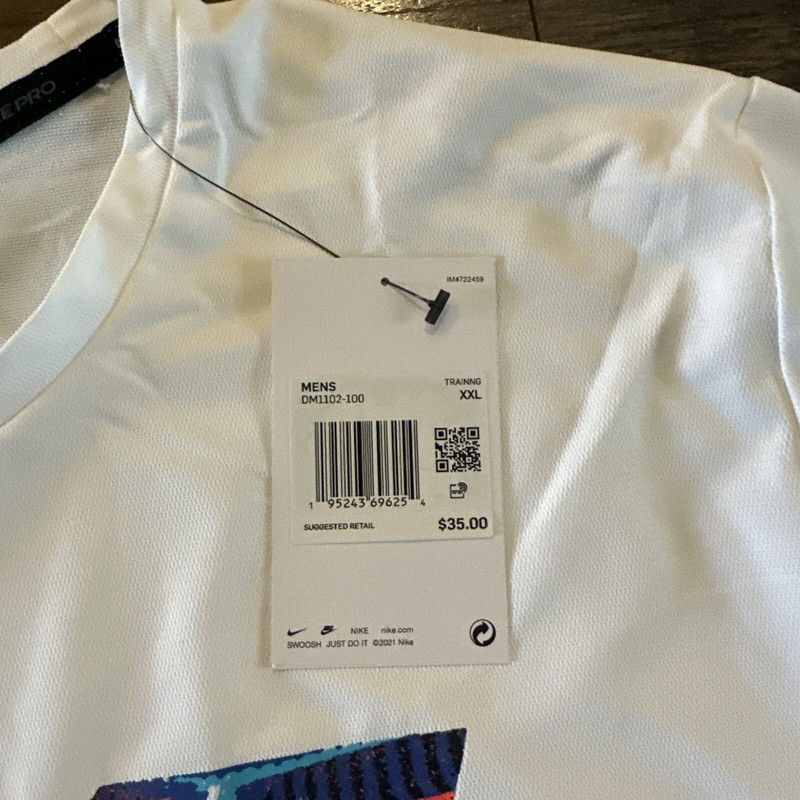 NIKE PRO Dri-Fit Size 2XL Training T-Shirt Top Jersey White DM1102-100Nwt gallery