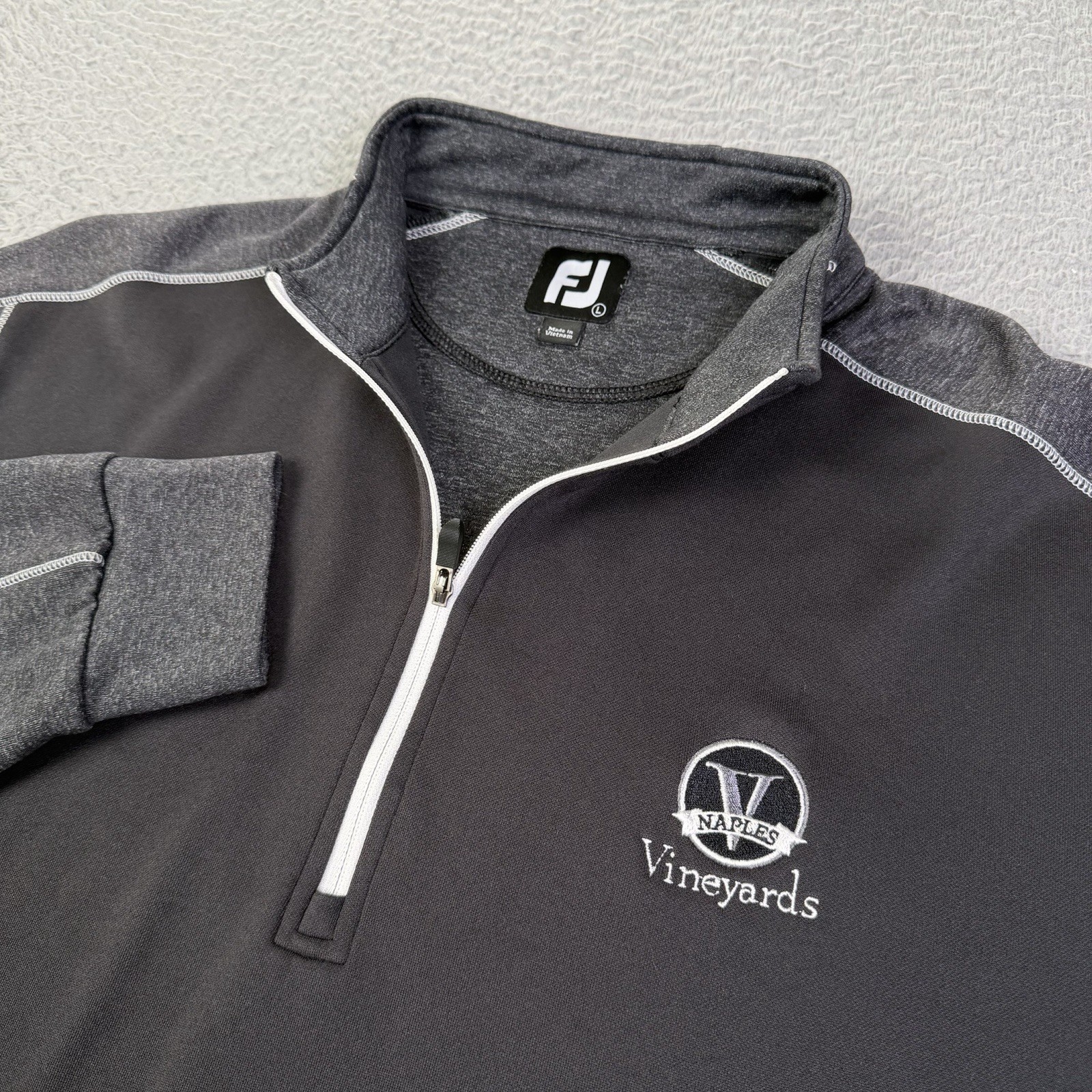 Foot Joy Pullover Mens Large Black Gray Long Sleeve Quarter Zip Performance Golf gallery