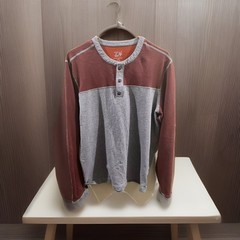 Mountain Hardwear Long Sleeve 3 Button Raglan Pullover Brown & Gray Men’s LARGE