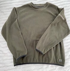 Eddie Bauer Long-Sleeve Crewneck Fleece Shirt. Olive Green w Black Trim. Mens S