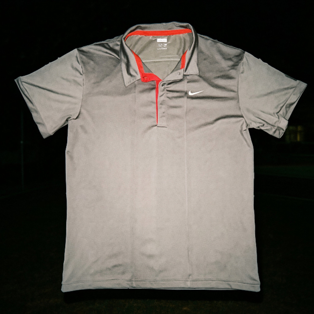 Nike Roger Federer RF 2008 US Open Tennis Vintage Polo Shirt Brown/Red Size L gallery