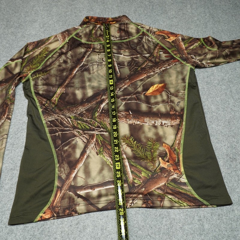 Huntworth Men's Activewear Top Camo Green XL 1/4 Zip Polyester Spandex Hunting gallery