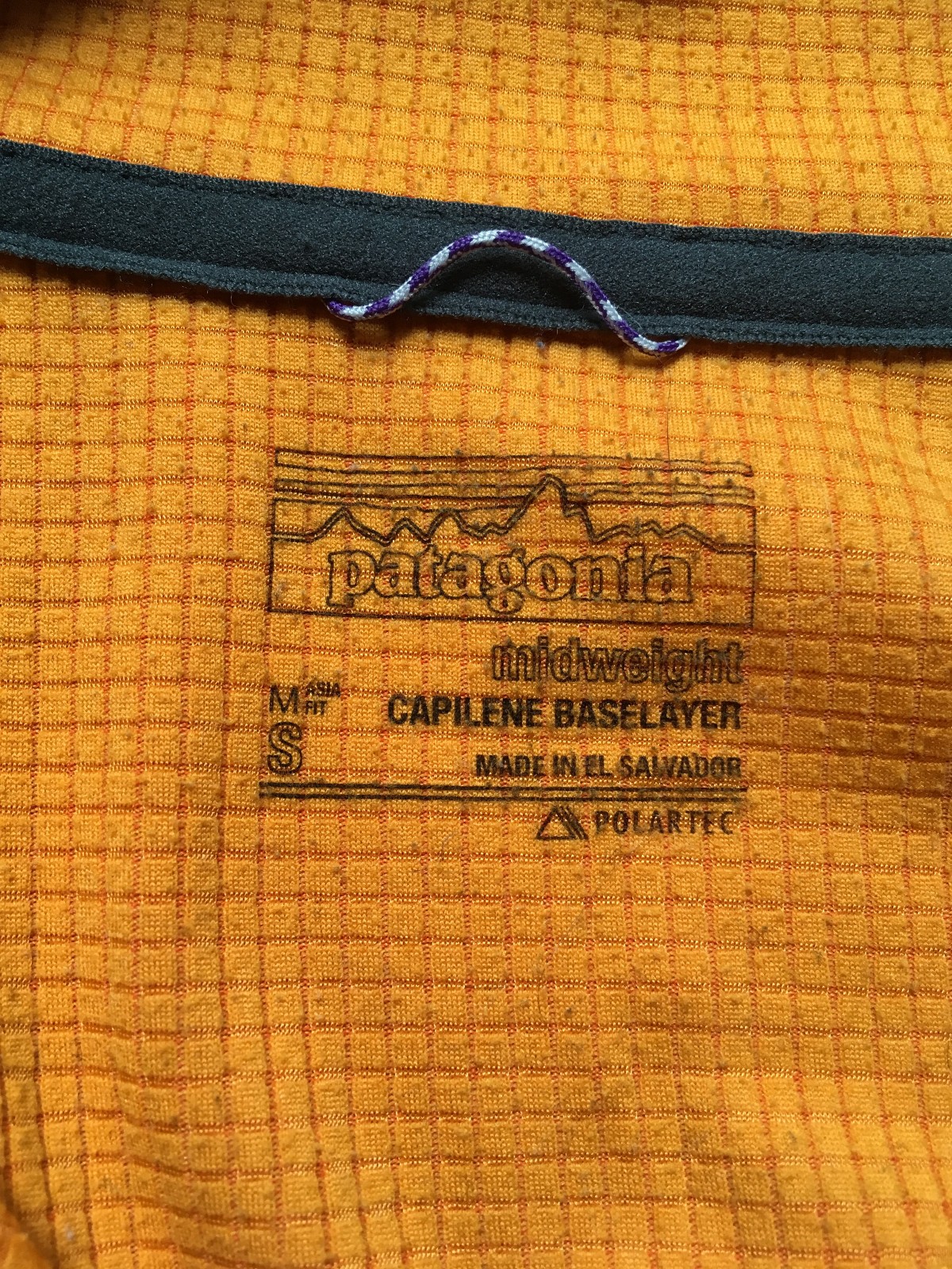 Patagonia Capilene Midweight Baselayer Men's Small Orange Polartec Grid Fleece gallery