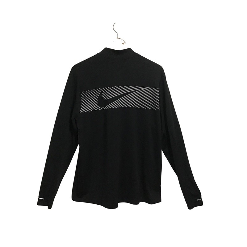 Nike 1/4 Zip Running Top Mens Medium Black Dri-FIT FB8558-010 Reflective Graphic gallery