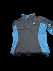 The North Face Pullover Mens Large 2 Tone Blue Quarter Zip Athletic Top(1129)
