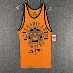 American Fighter Tank Top Mens Small Orange Davidson Tech Graphic Gym FM4792