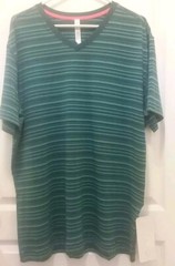 NWT Lululemon Mens XXL 5 YEAR BASIC V Neck Tee Shirt CTUS BLUE Stripes teal