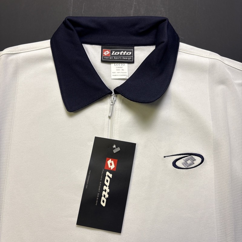 Lotto Italian Tennis Men’s XL Impact Zip White/Navy Atheltic Polo Shirt NWT NOS gallery