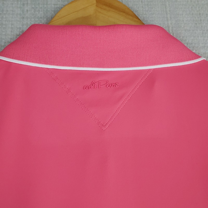 $90 ADIDAS ADIPURE Size Large Pink Performance Mens Golf Casual Polo Shirt Soft gallery