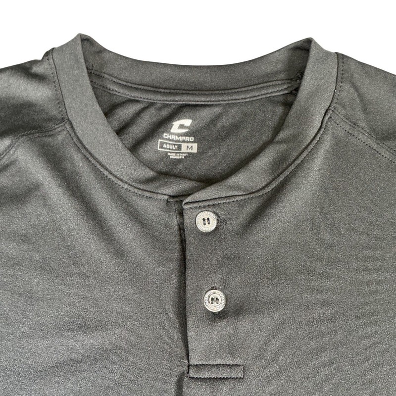 Champro Mens Gray Two Button Henley Baseball Jersey Shirt Size Medium BS11 gallery