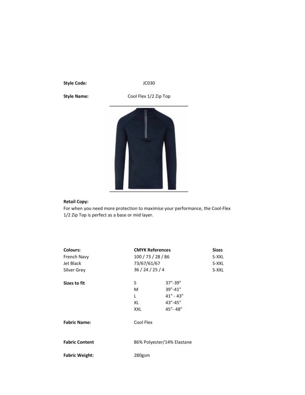 AWDis Just Cool Flex Long Half-Zip Top JC030 -Sports Gym Running Long Sleeve Top gallery