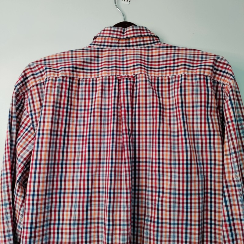 IZOD Premium Essentials Men XL/TG Button Down Plaid Long Sleeve Casual Shirt Y2K gallery