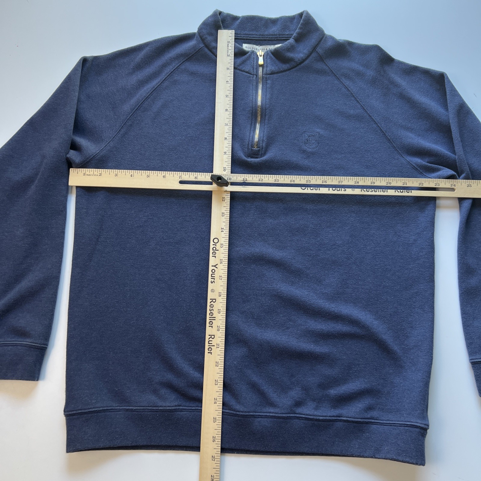 Holderness & Bourne 1/4 Zip Pullover Sweater Men's XL Blue Oakmont Squirrel Logo gallery