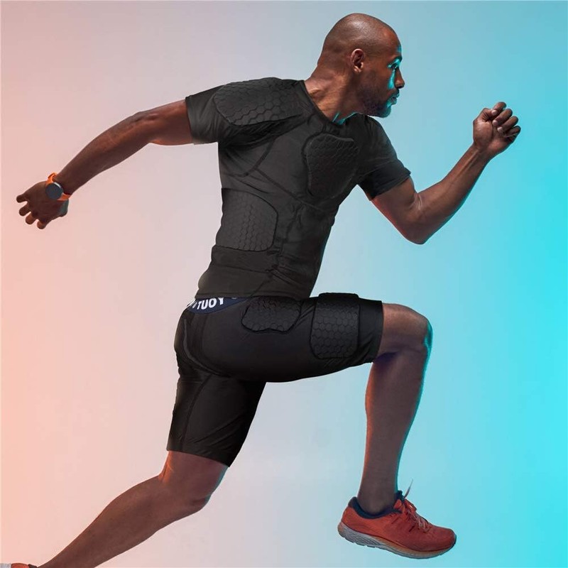 Men's Padded Compression Shirt Short Sleeve for Sports & Training - Adult Blue gallery