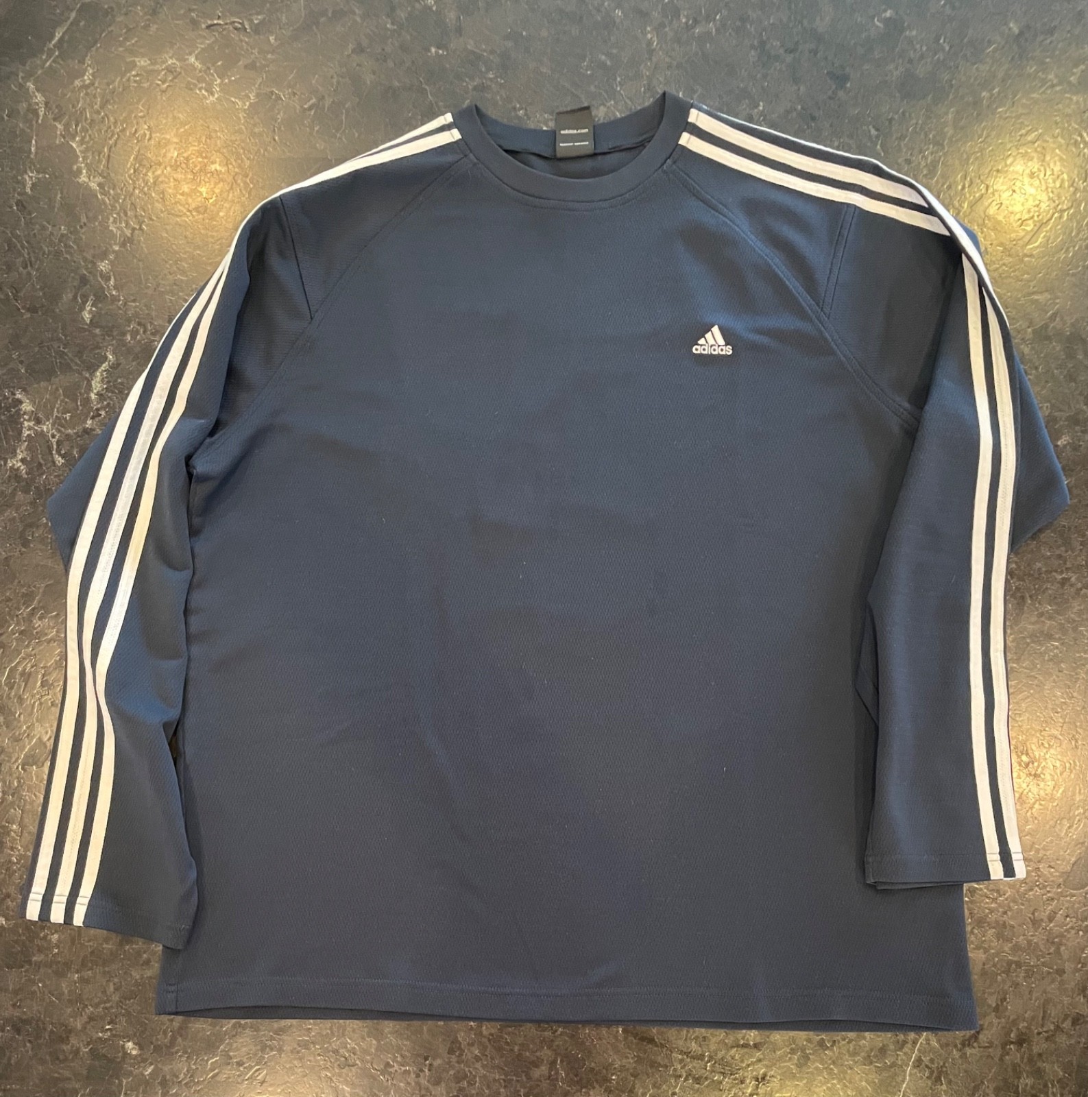 Vintage 2008 Adidas Mens Performance 3-Stripe L/S Mesh Jersey Shirt - Navy 2XL gallery