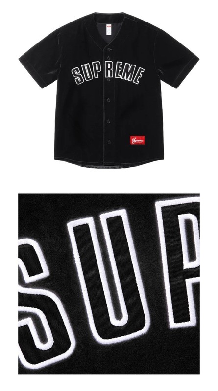 🔥Supreme Velvet Baseball Jersey| SS25| LARGE| BLACK| Fabric made in Italy 🇮🇹 gallery