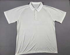 Lululemon Shirt Mens 2 Extra Large Silver Gray White Strip Polo Metal Vent Tech