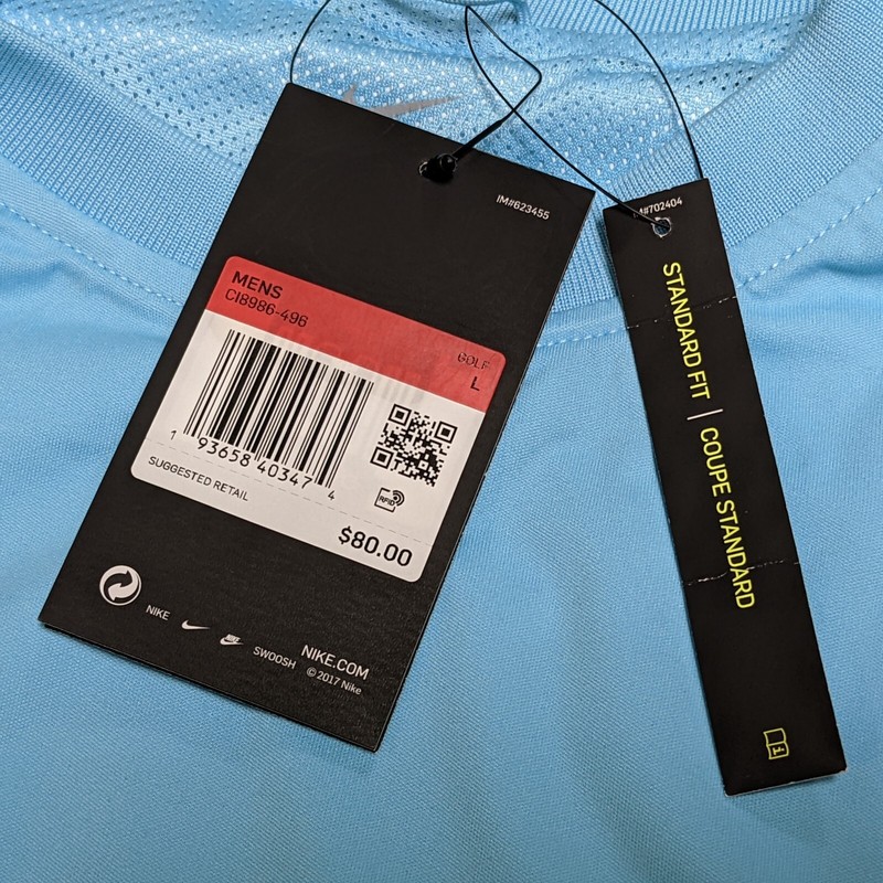 Nike Shield Victory Golf Men's L Pullover Crew Shirt Top Blue Yellow CI8986-496 gallery
